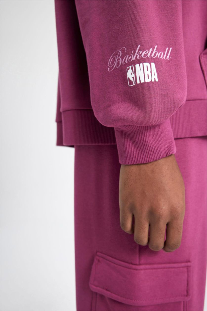 FEMME Violet Sweatshirt à Capuche Zippé Oversize NBA Miami Heat de DeFactoFit