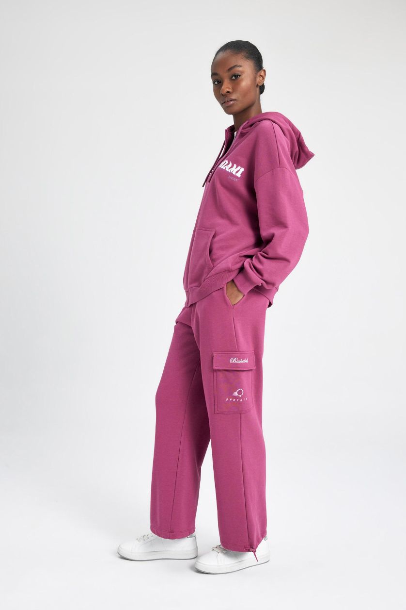 Kadın Mor DeFactoFit Jogger Eşofman Altı NBA Phoenix Suns Kargo Cepli Lastik Paça Beli Bağcıklı