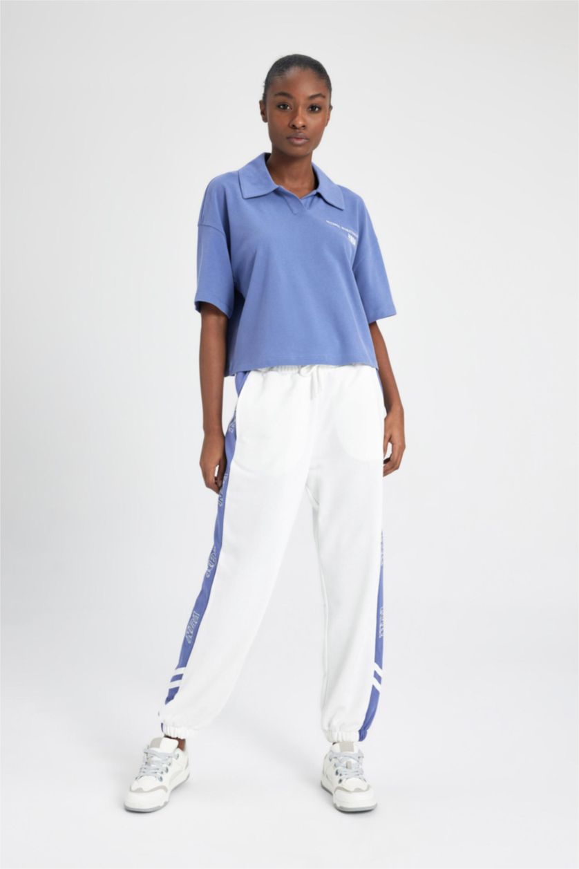 FEMME Écru Pantalon de Jogging NBA Wordmark à taille élastique et poches de DeFactoFit
