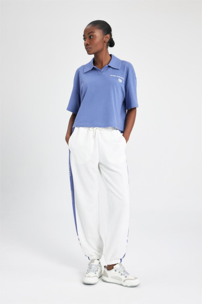 FEMME Écru Pantalon de Jogging NBA Wordmark à taille élastique et poches de DeFactoFit