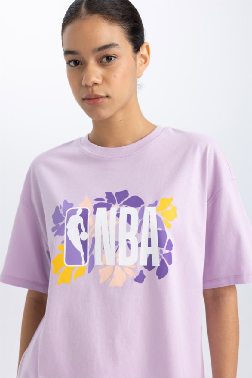 Женщины Сиреневый Футболка оверсайз NBA с круглым вырезом, DeFactoFit