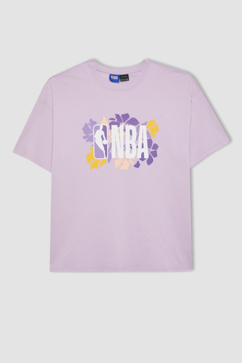 Женщины Сиреневый Футболка оверсайз NBA с круглым вырезом, DeFactoFit