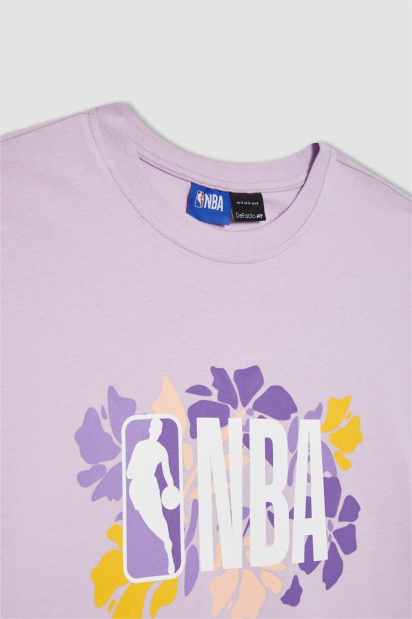Женщины Сиреневый Футболка оверсайз NBA с круглым вырезом, DeFactoFit