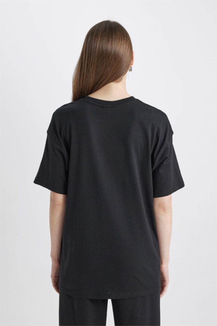 نساء أسود Oversize Fit Short Sleeve T-Shirt