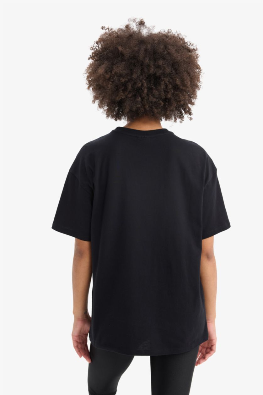 نساء أسود تيشيرت نص كم واسع برقبة مستديرة من NBA