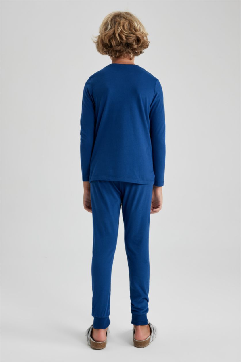 BOYS & TEENS Dark Blue 2 piece Regular Fit Knitted Pyjamas