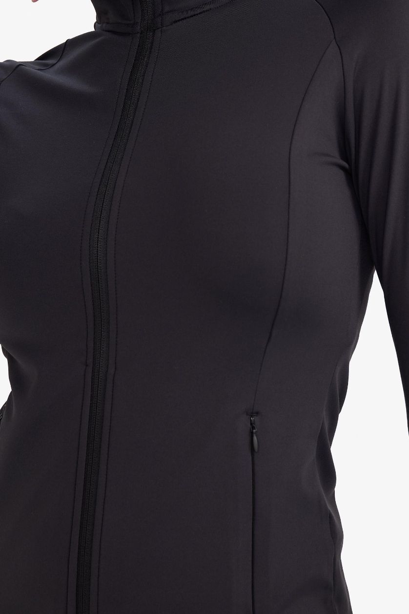 Kadın Siyah Fitted Ultra Soft Fermuarlı Hırka