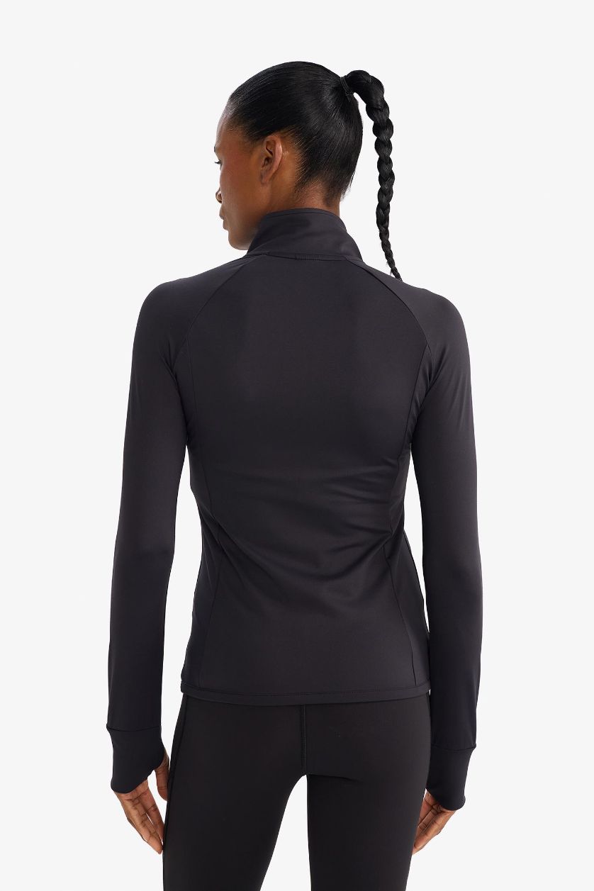 Kadın Siyah Fitted Ultra Soft Fermuarlı Hırka