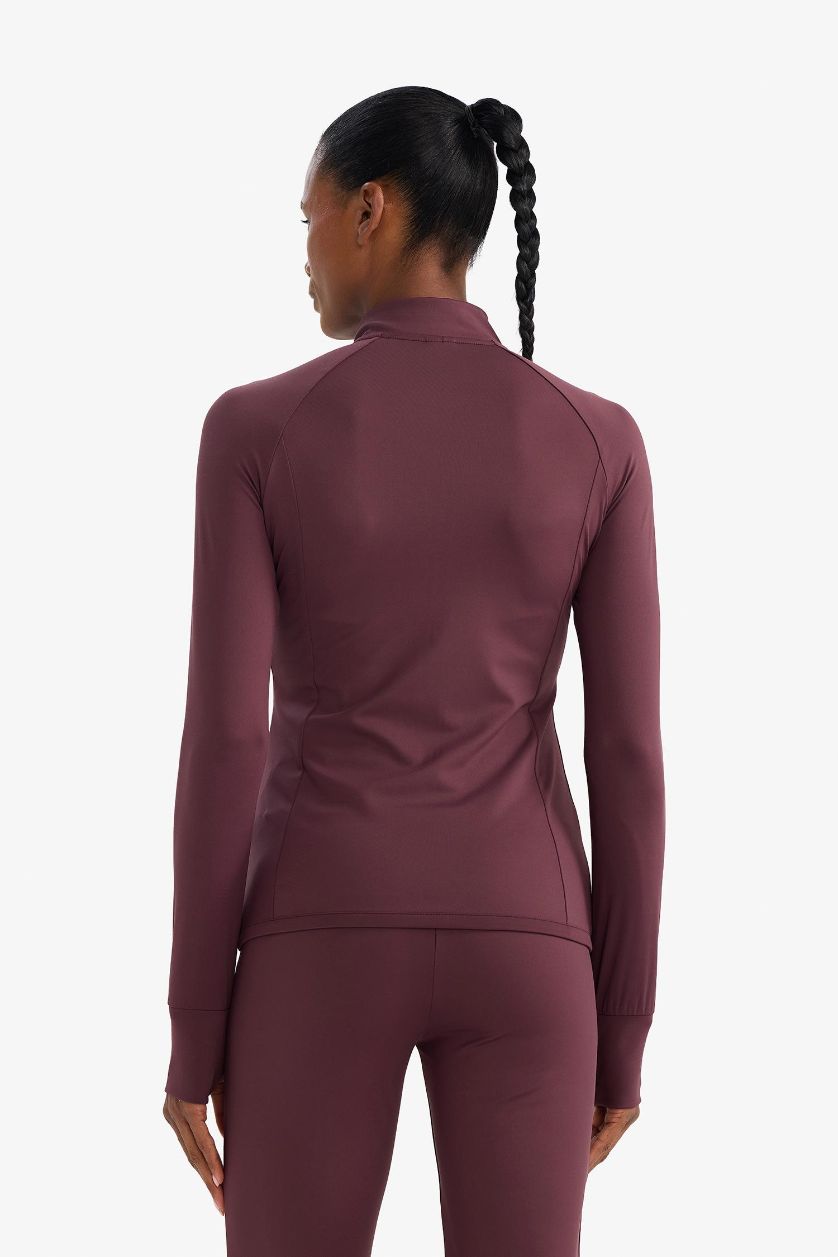 نساء بني سترة سليم فيت برقبة عالية بجيب مزدوج