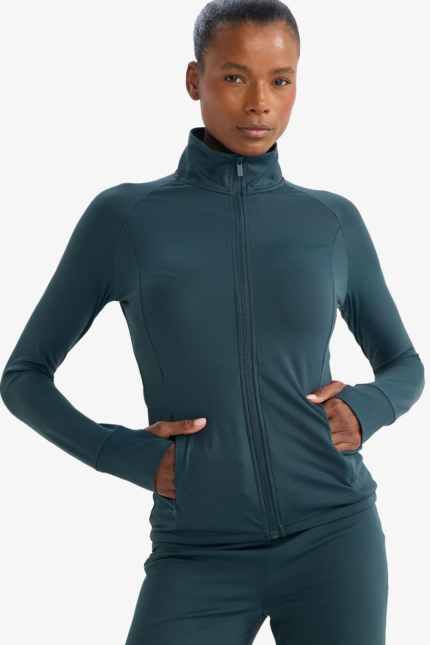 FEMME Vert Cardigan ultra doux zippé Coupe ajustée