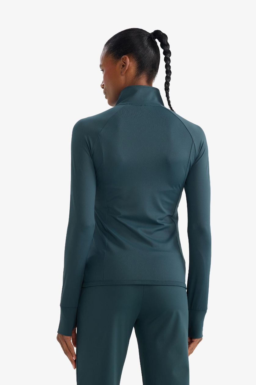 FEMME Vert Cardigan ultra doux zippé Coupe ajustée