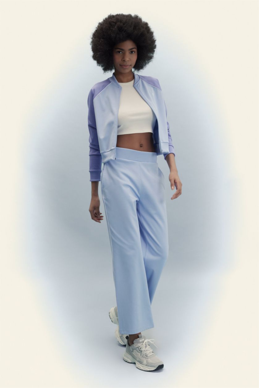 WOMAN Blue DeFactoFit Wide Leg Pocket Standard Pique Sweatpants