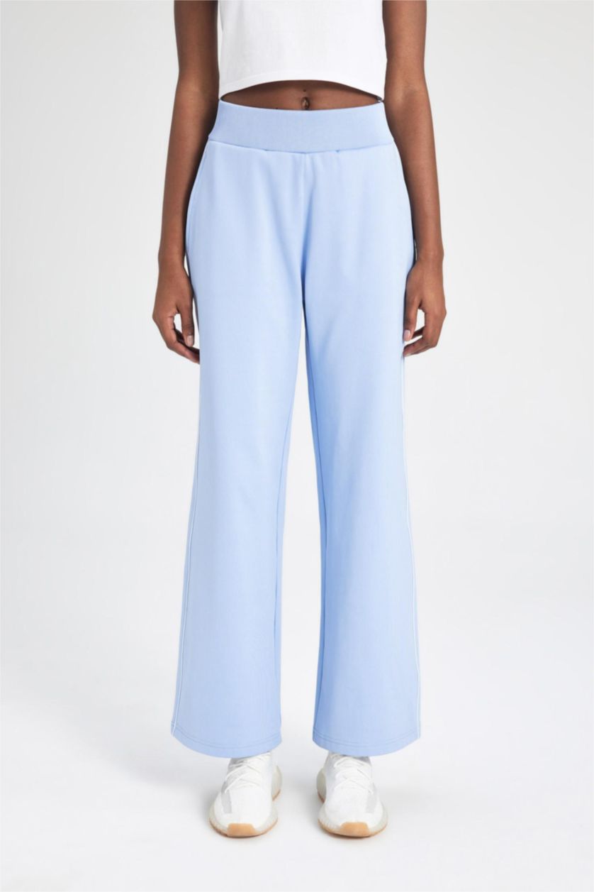 WOMAN Blue DeFactoFit Wide Leg Pocket Standard Pique Sweatpants