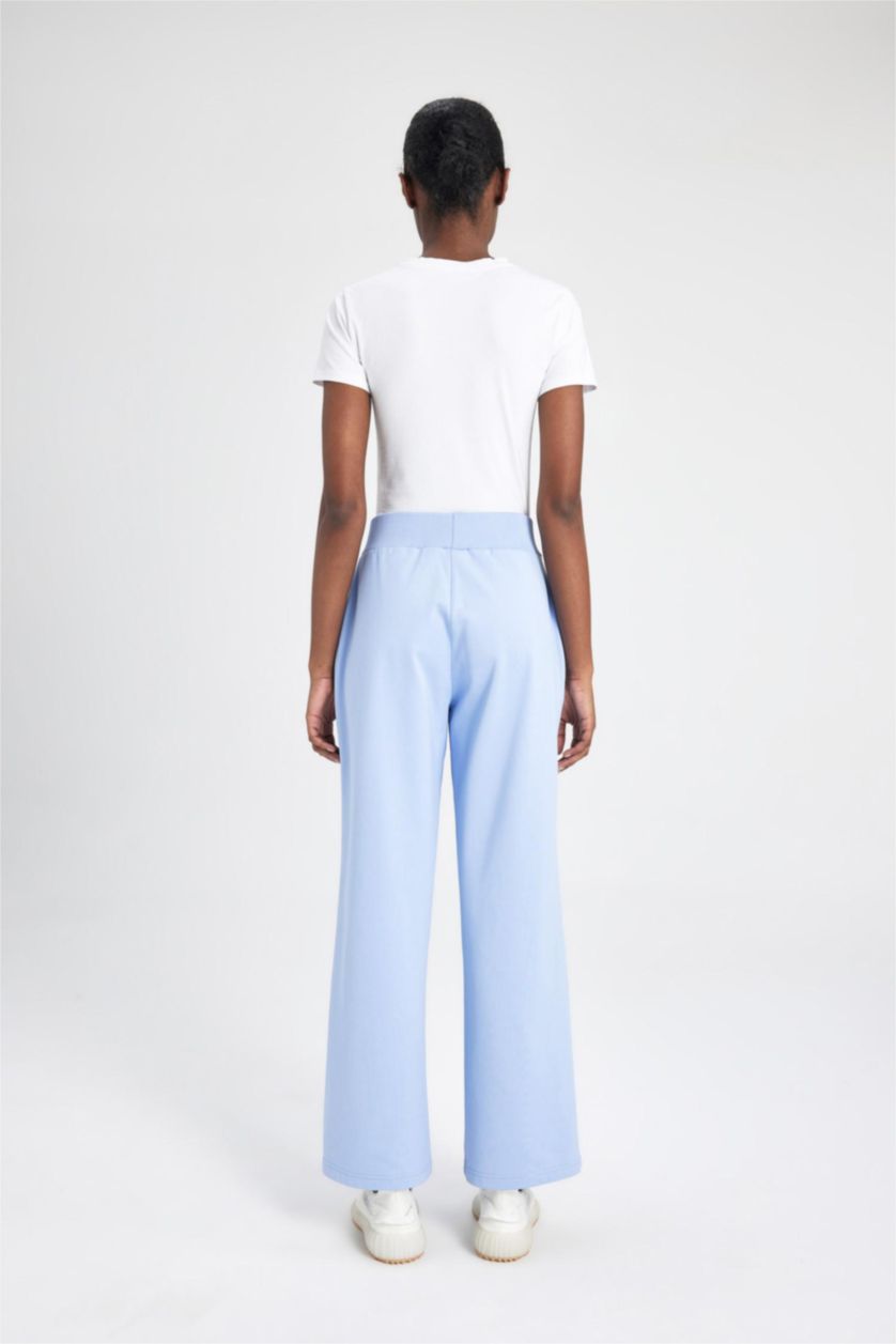 WOMAN Blue DeFactoFit Wide Leg Pocket Standard Pique Sweatpants