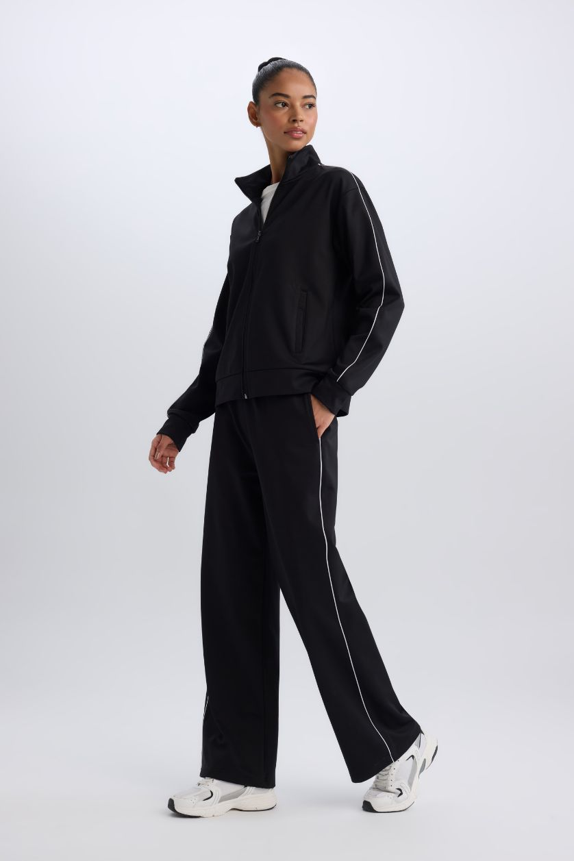 FEMME Noir Pantalon de sport large à taille élastique en piqué de DeFactoFit