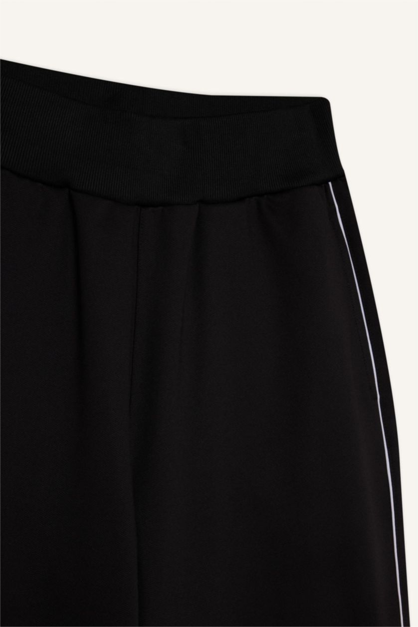 FEMME Noir Pantalon de sport large à taille élastique en piqué de DeFactoFit