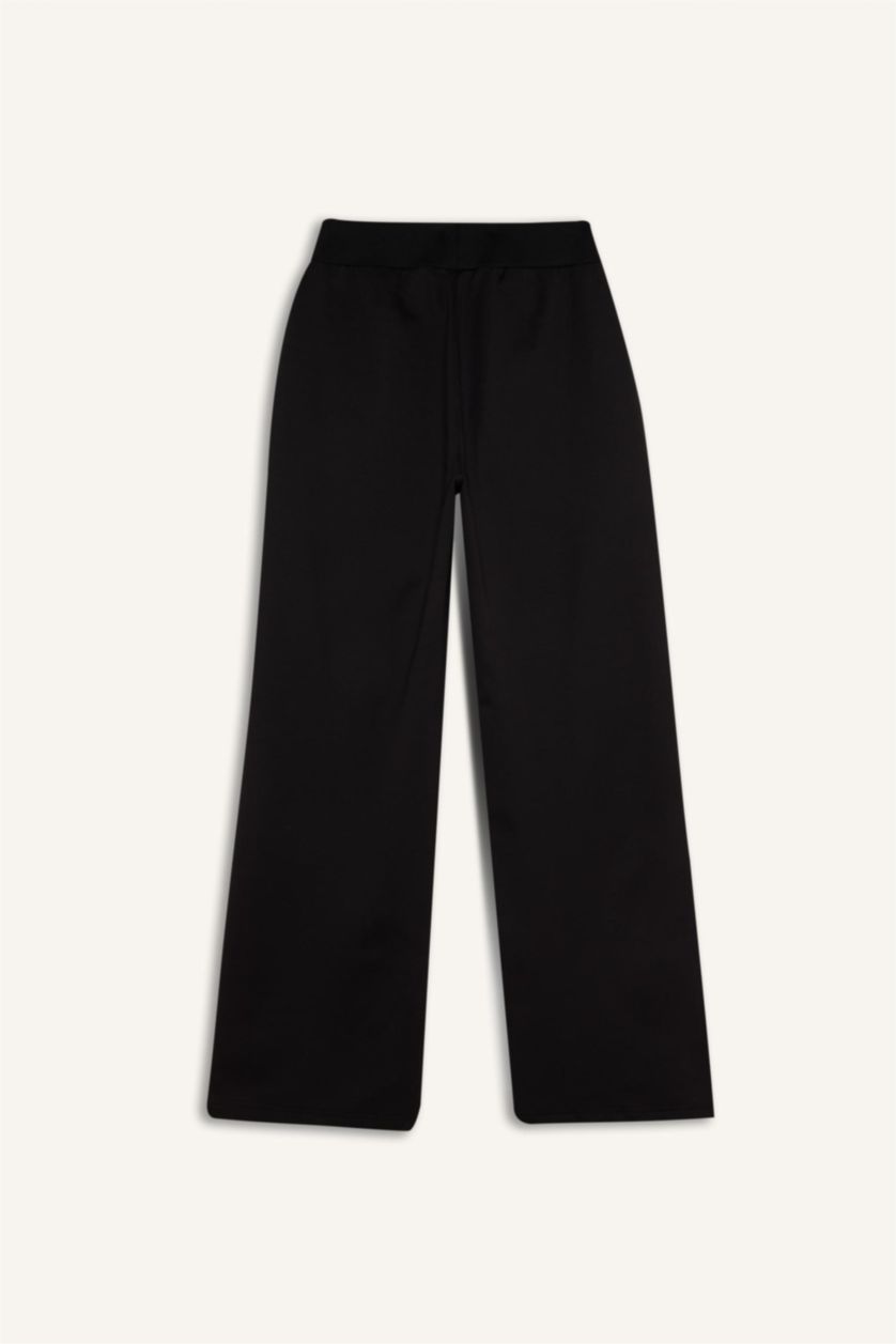 FEMME Noir Pantalon de sport large à taille élastique en piqué de DeFactoFit