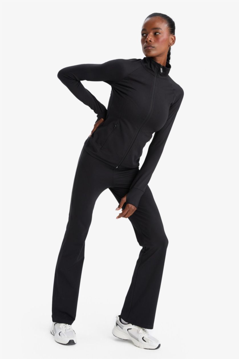 Woman Black DeFactoFit Flare Fit Standard Length Flared Sports Sweatpants