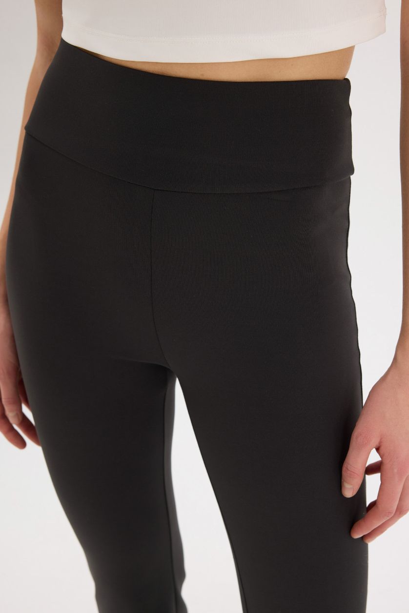 Kadın Antrasit Flare Fit Toparlayıcı Yüksek Bel İspanyol Paça Soft Touch Sporcu Pantolon