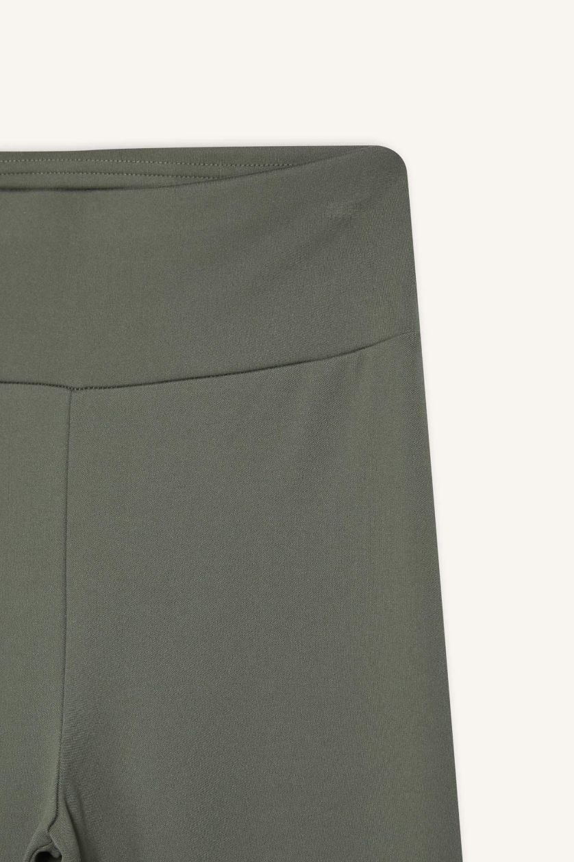 Kadın Haki Flare Fit Toparlayıcı Yüksek Bel İspanyol Paça Soft Touch Sporcu Pantolon