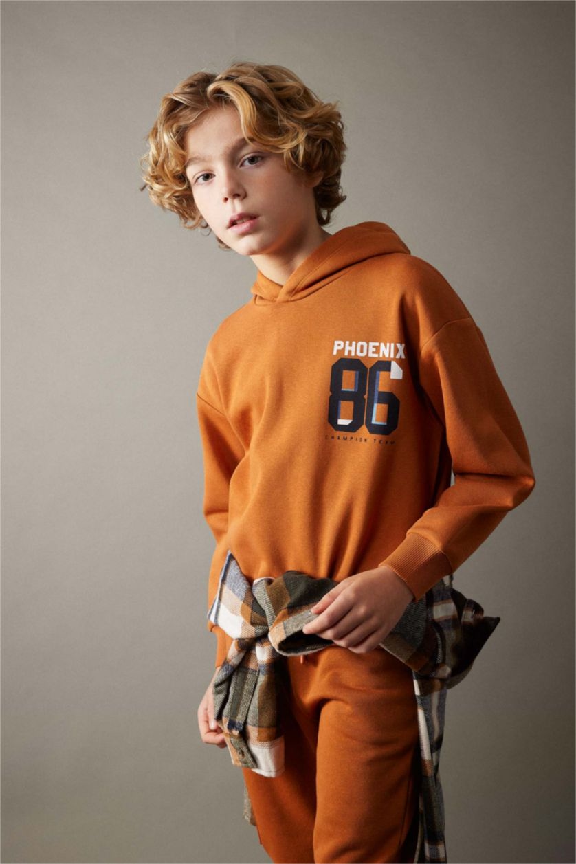 BOYS & TEENS Camel قماش سميك اوفر سايز