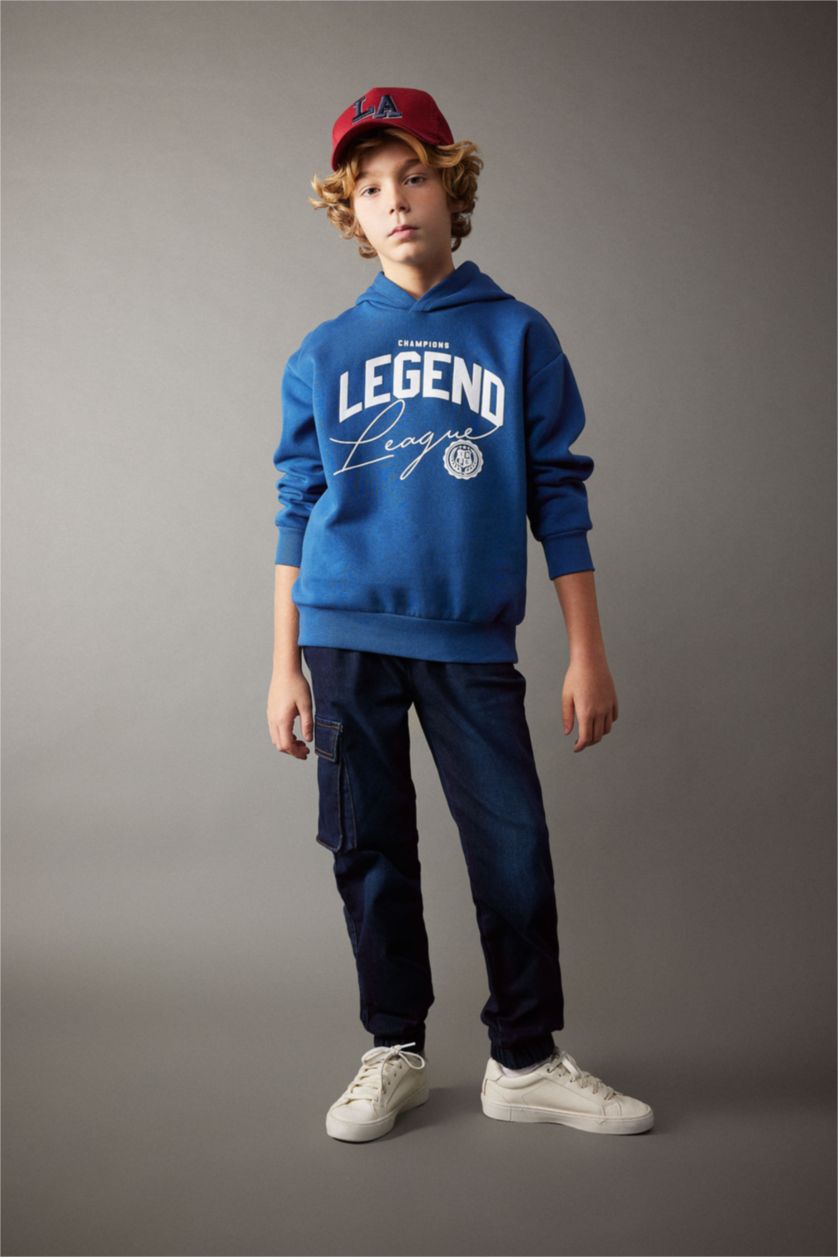 GARÇONS Bleu Boy Oversize Hooded Thick Sweatshirt