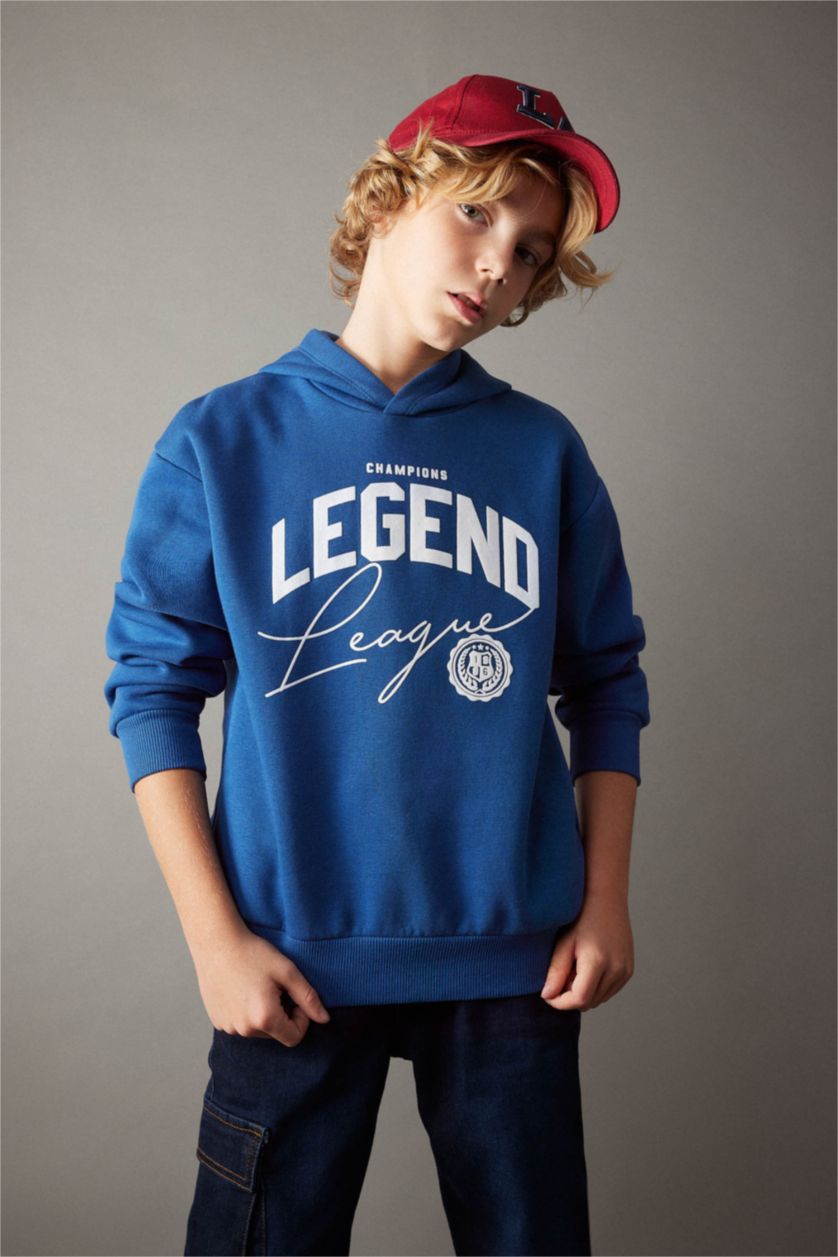 GARÇONS Bleu Boy Oversize Hooded Thick Sweatshirt