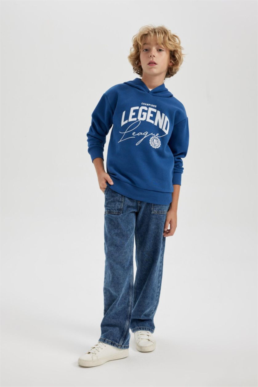 GARÇONS Bleu Boy Oversize Hooded Thick Sweatshirt