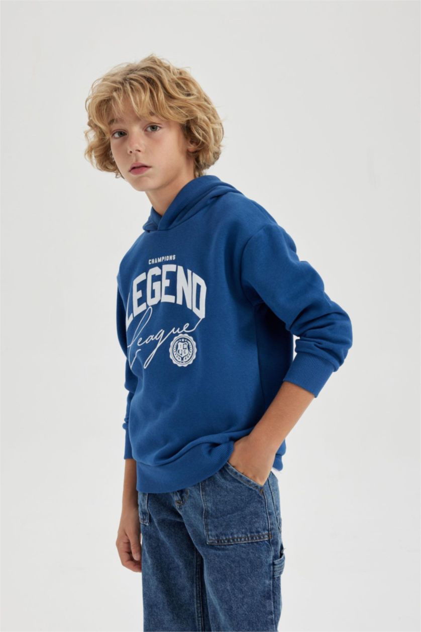 GARÇONS Bleu Boy Oversize Hooded Thick Sweatshirt