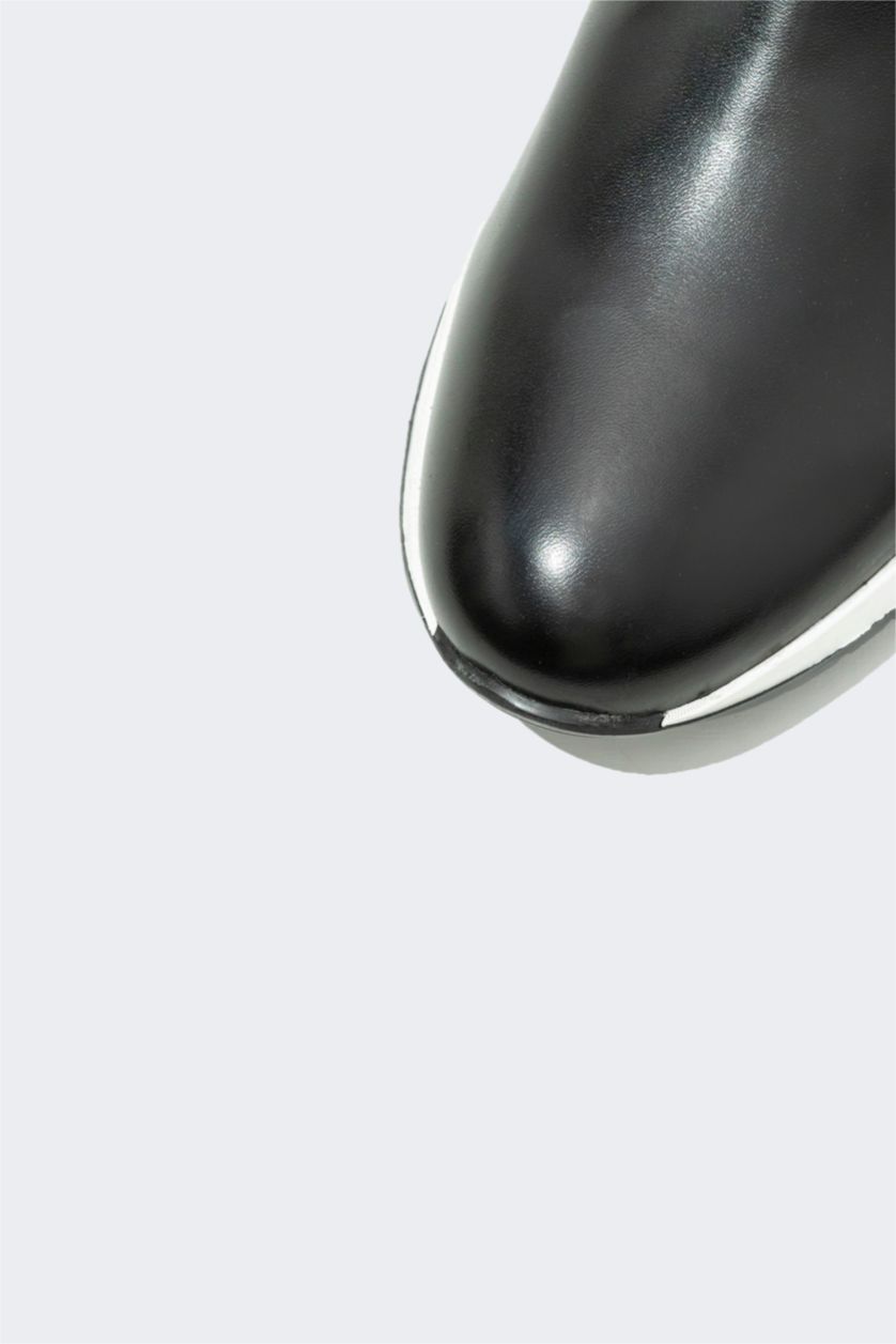 MAN Black Men Slip On High Sole Faux Leather Boots