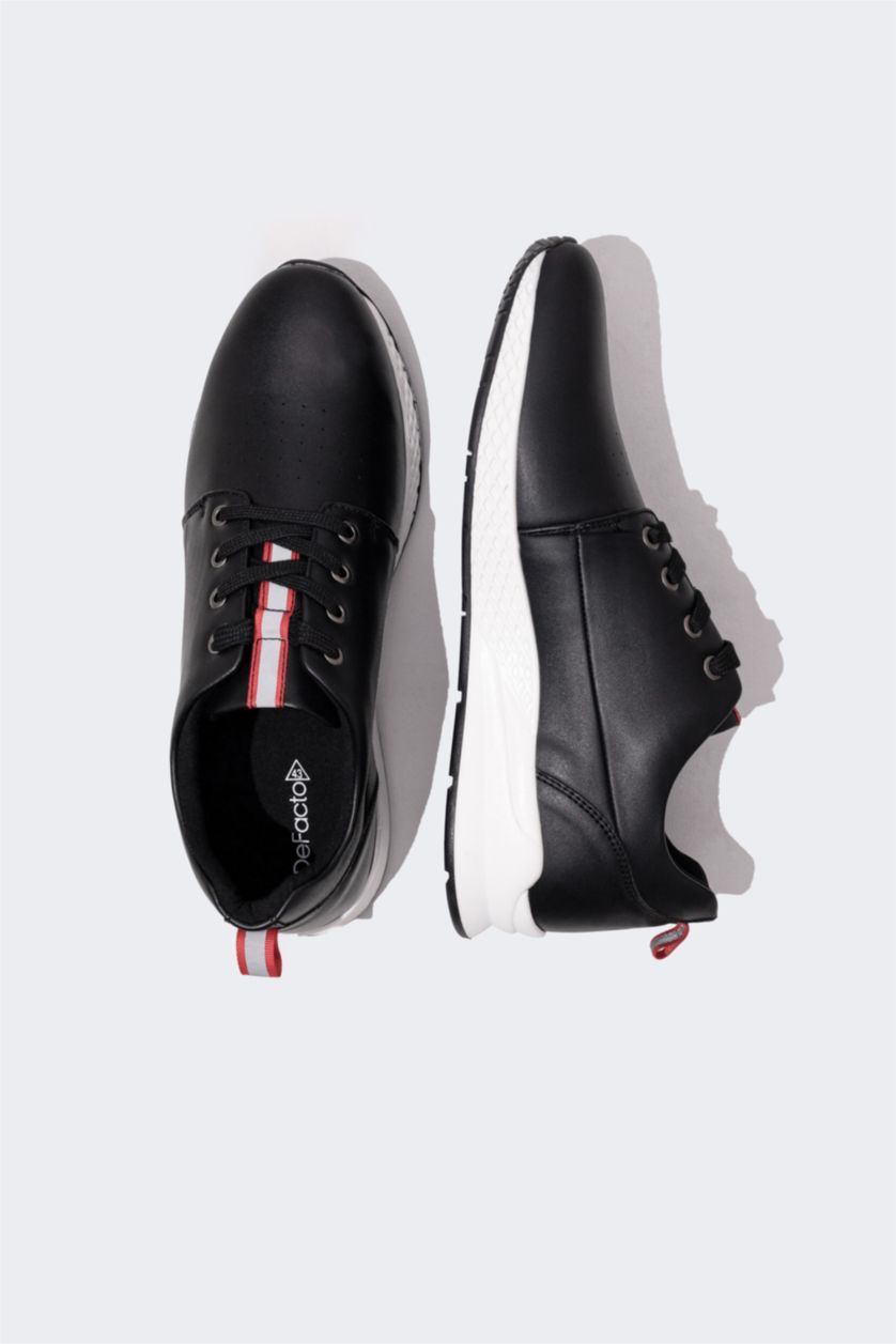 MAN Black Men High Sole Faux Leather Casual Shoes