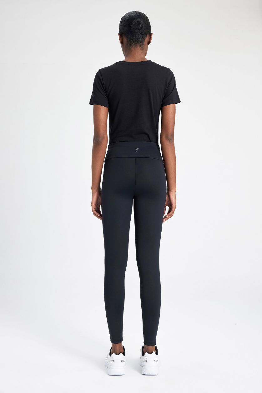 Woman Black DeFactoFit Waist Shaper Sports Leggings