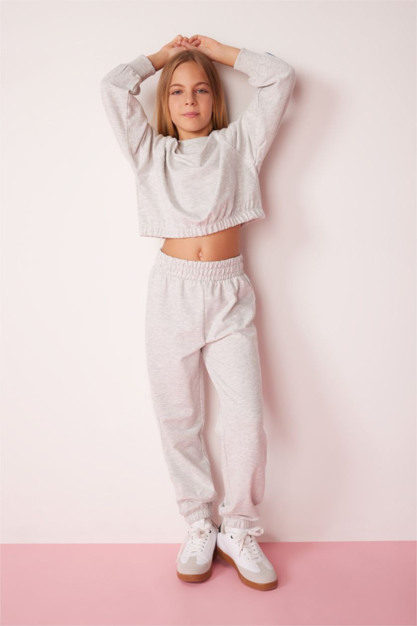 GIRLS & TEENS Grey Melange 2 piece Jogger Standard Fit Set