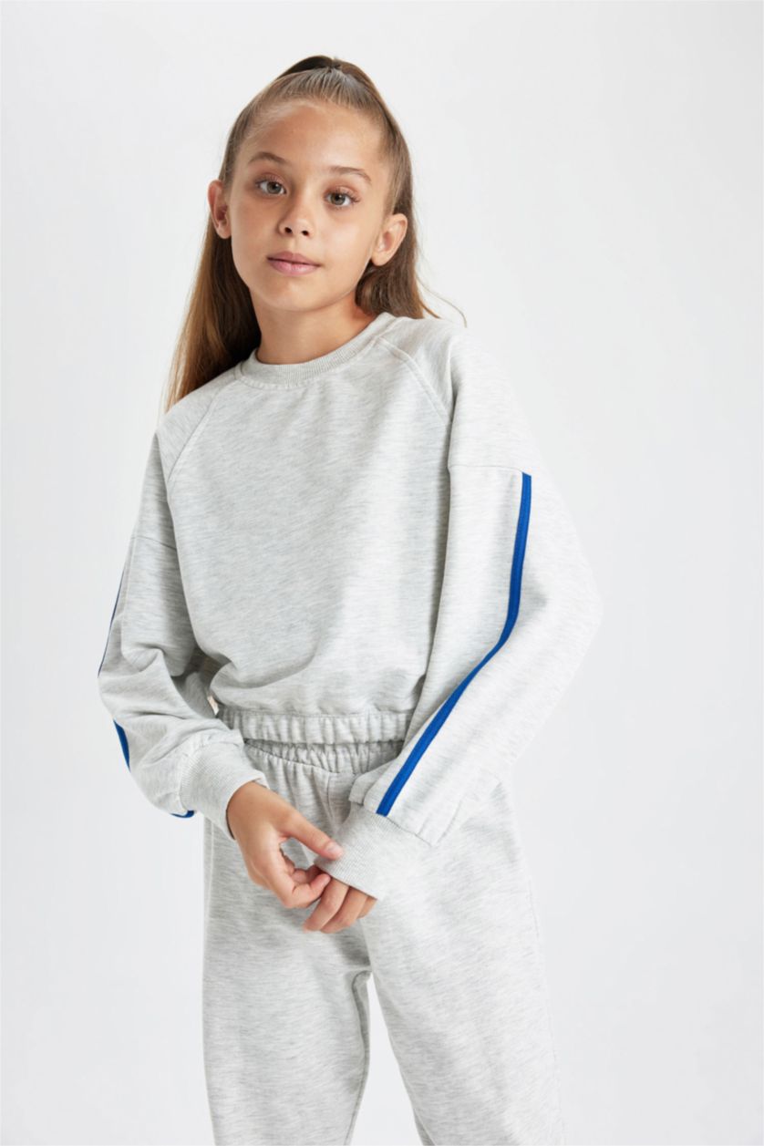 GIRLS & TEENS Grey Melange 2 piece Jogger Standard Fit Set