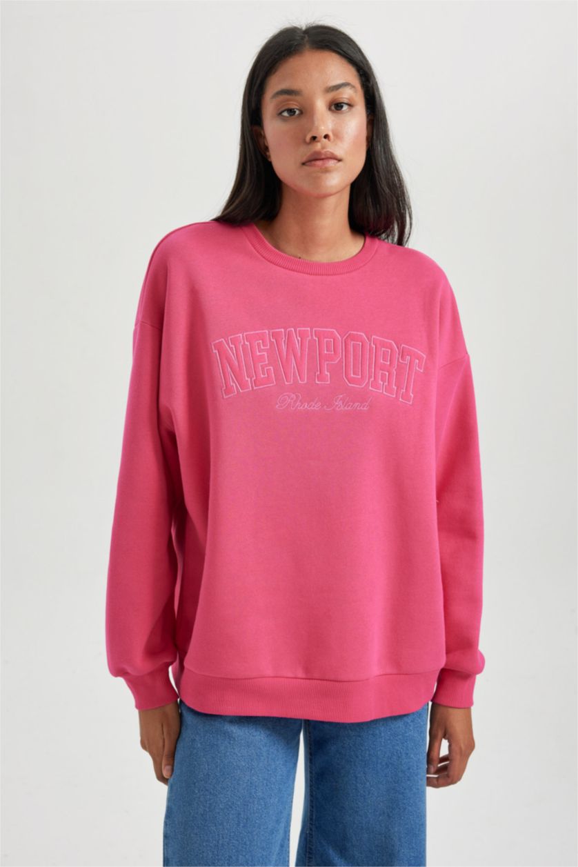 FEMME Rose Foncé Tissu Sweat Épais Coupe Oversize