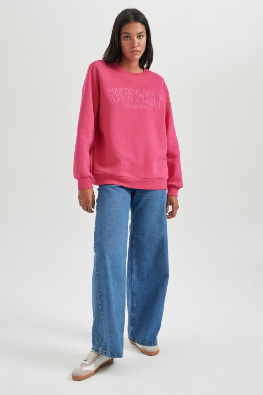 FEMME Rose Foncé Tissu Sweat Épais Coupe Oversize