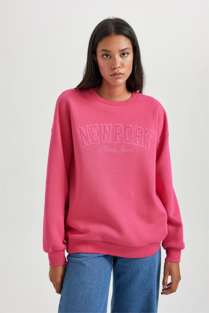FEMME Rose Foncé Tissu Sweat Épais Coupe Oversize