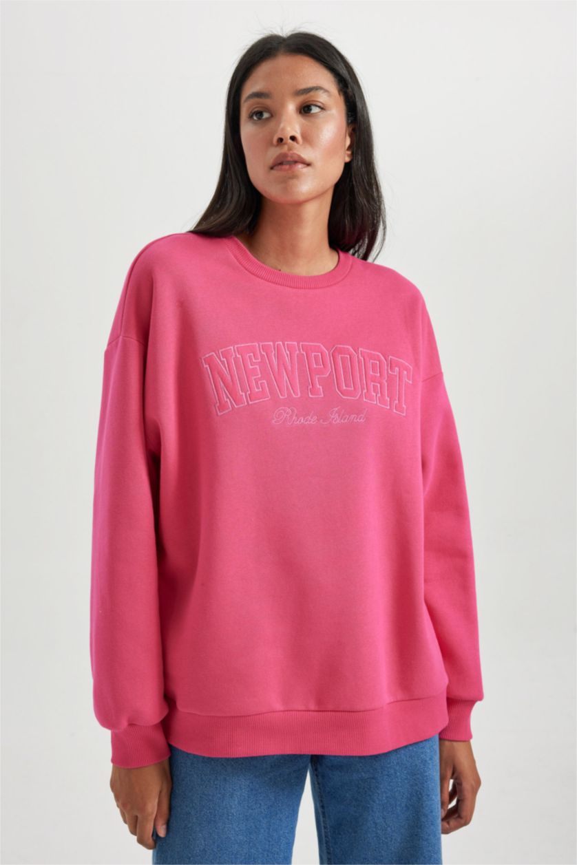 FEMME Rose Foncé Tissu Sweat Épais Coupe Oversize