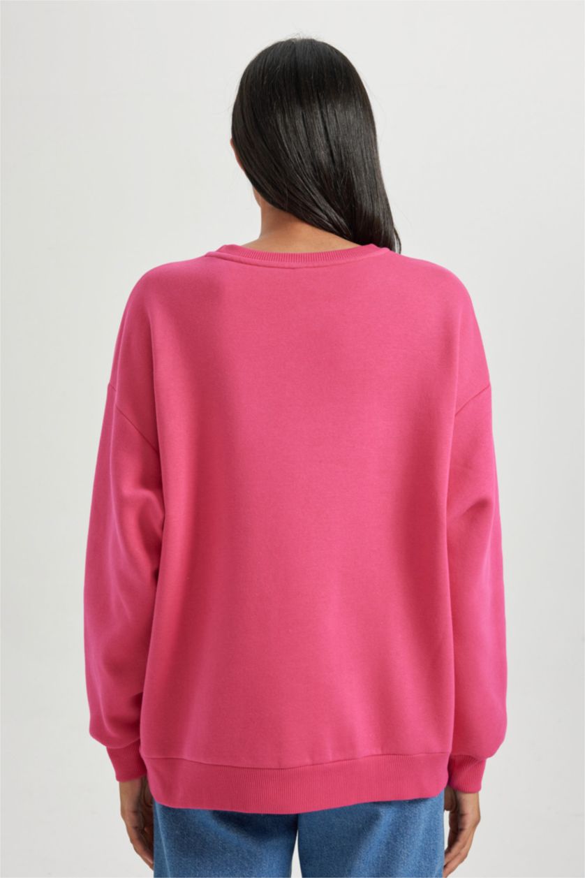 FEMME Rose Foncé Tissu Sweat Épais Coupe Oversize