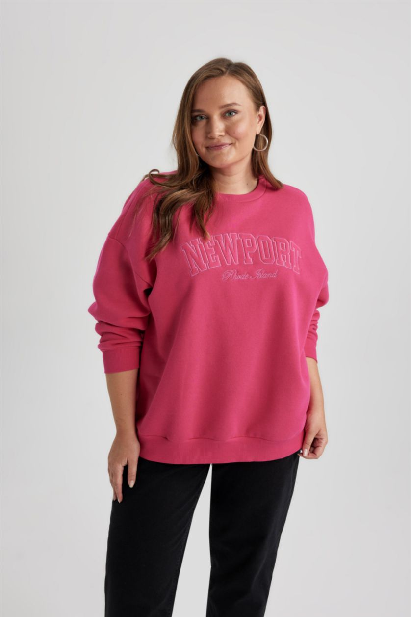 FEMME Rose Foncé Tissu Sweat Épais Coupe Oversize