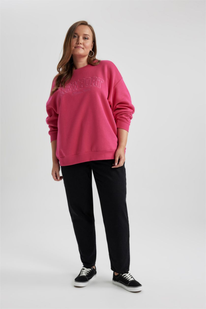 FEMME Rose Foncé Tissu Sweat Épais Coupe Oversize