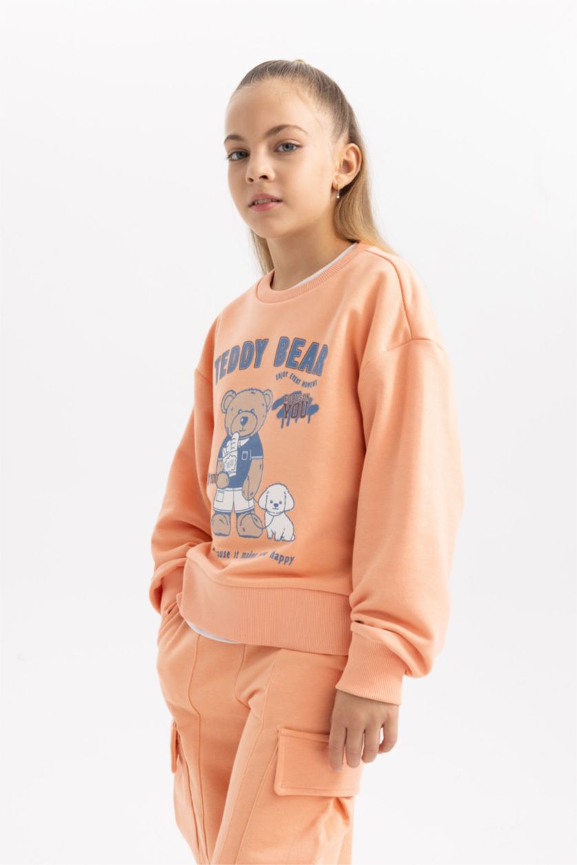 GIRLS & TEENS Salmon Girl Printed Crew Neck Thick Sweatshirt