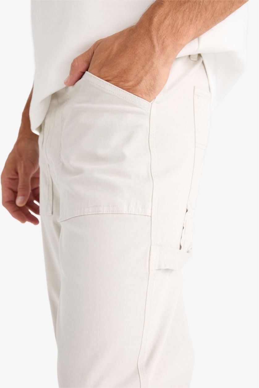 Мужчины Слоновая кость Брюки прямого кроя из габардина