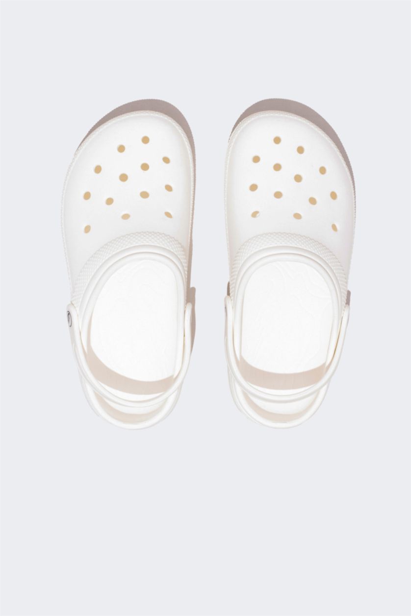 BOYS & TEENS White Boy Flat Sole Single Striped Eva Slippers