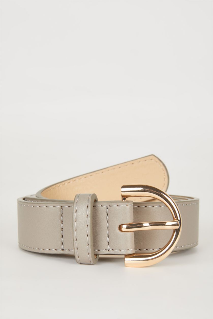 FEMME Beige Ceinture Classique en Simili-Cuir pour Femme