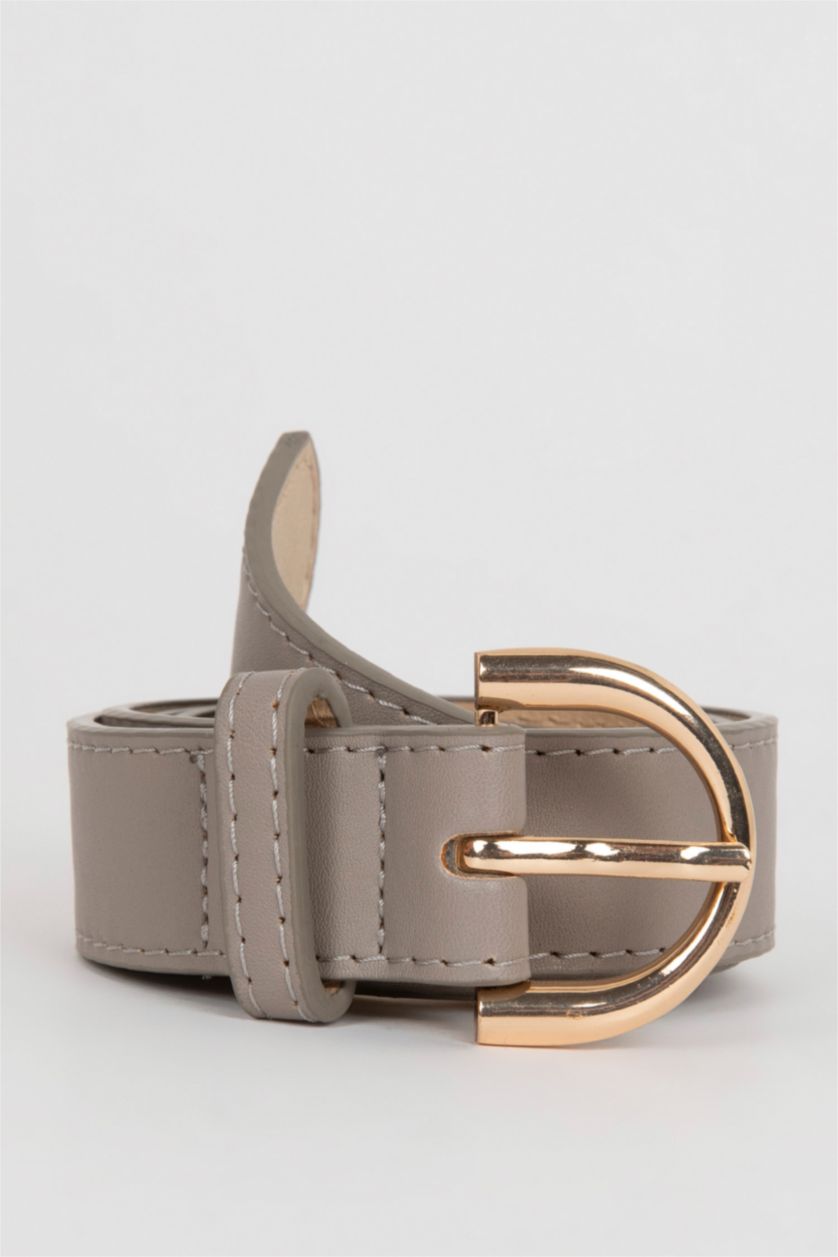 Kadın Gri Kadın Suni Deri Jean Kemeri