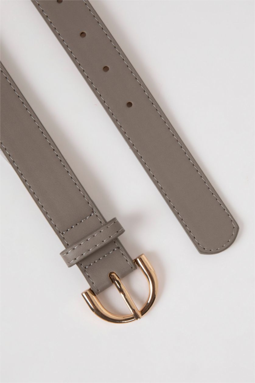 Kadın Gri Kadın Suni Deri Jean Kemeri