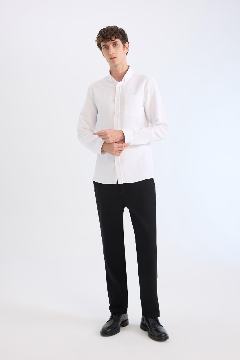 MAN Black Regular Fit Linen Look Cotton Jogger Summer Trousers