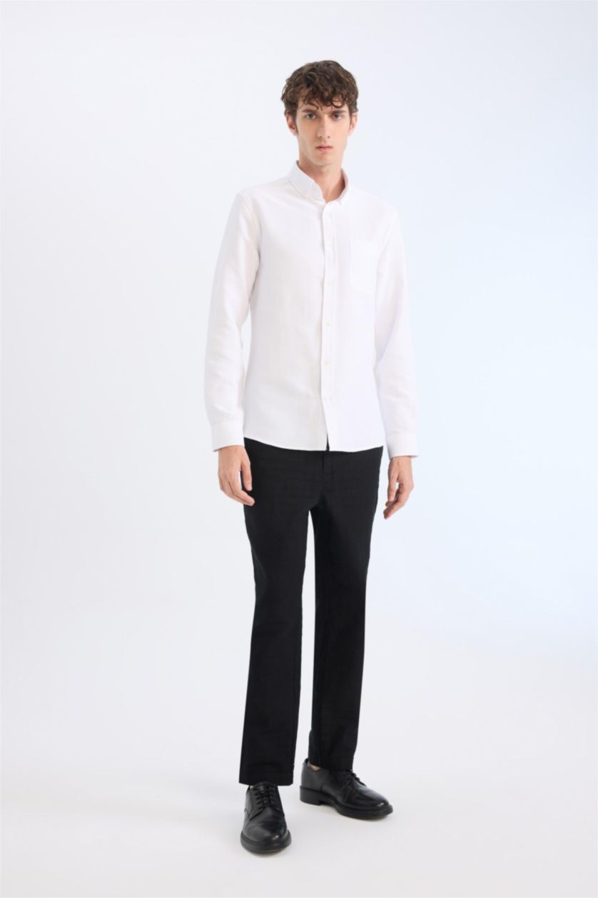 MAN Black Regular Fit Linen Look Cotton Jogger Summer Trousers