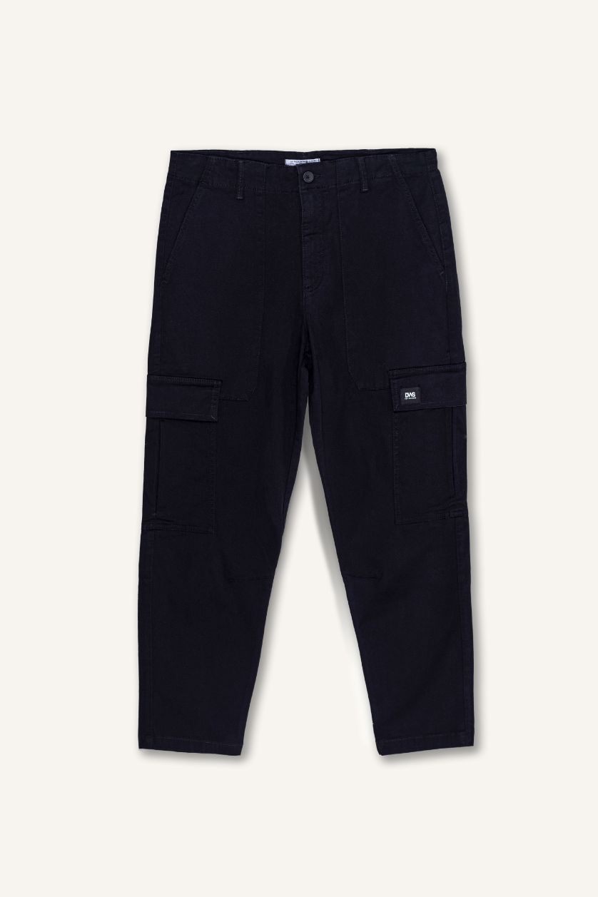 Erkek Siyah Yazlık Kargo Cepli Düz Paça Pantolon